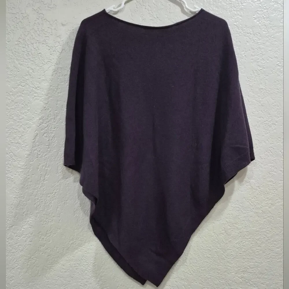 The Cashmere Project 100% Cashmere Pullover Poncho Sweater Aubergine OS